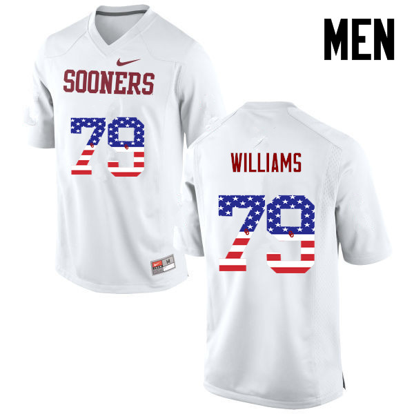 Oklahoma Sooners #79 Daryl Williams College Football USA Flag Fashion Jerseys-White